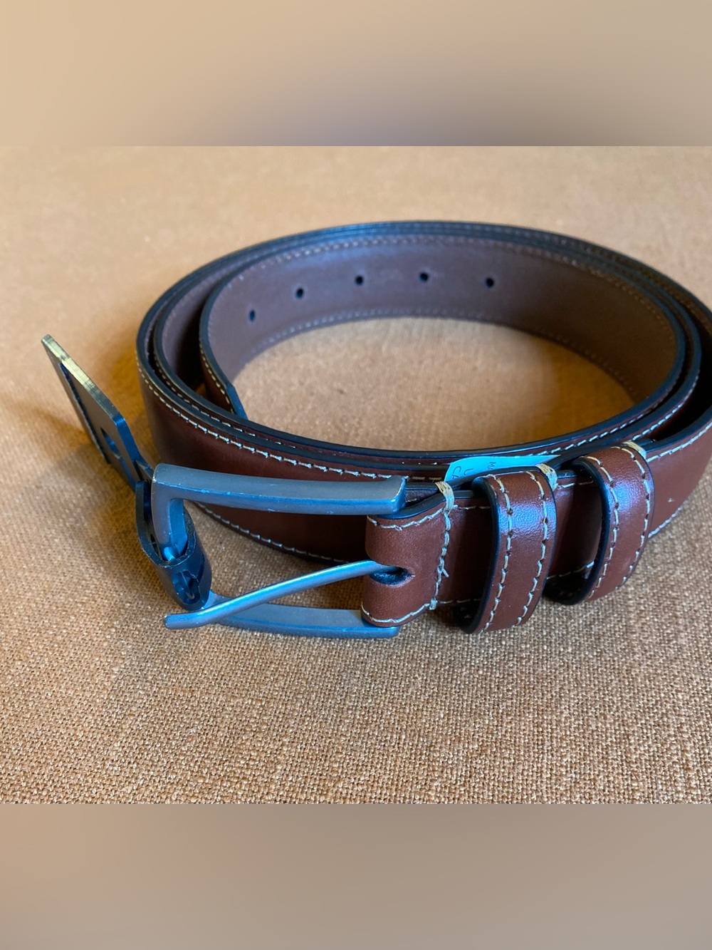 Eddie Bauer Men’s Classic Leather Cognac Featheredge Belt NWT Size 50